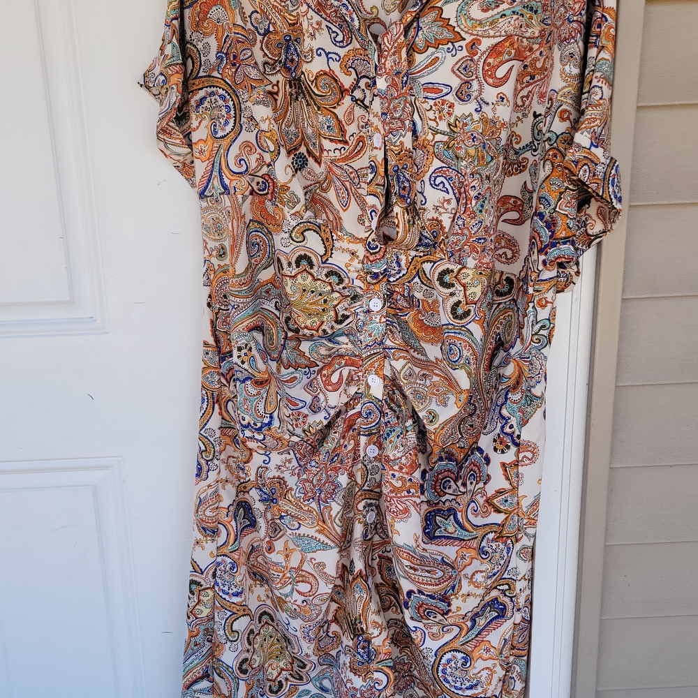 Paisley Button-Up Dress